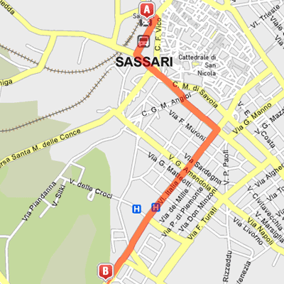 Mappa del percorso dalla Stazione Ferroviaria